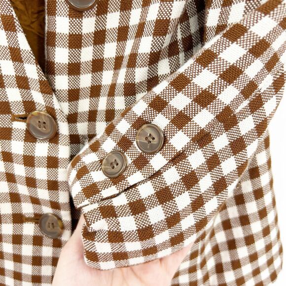 Ann Taylor Womens Vintage Career Academia Gingham‎ Plaid Preppy Blazer Size 2 - Picture 5 of 7